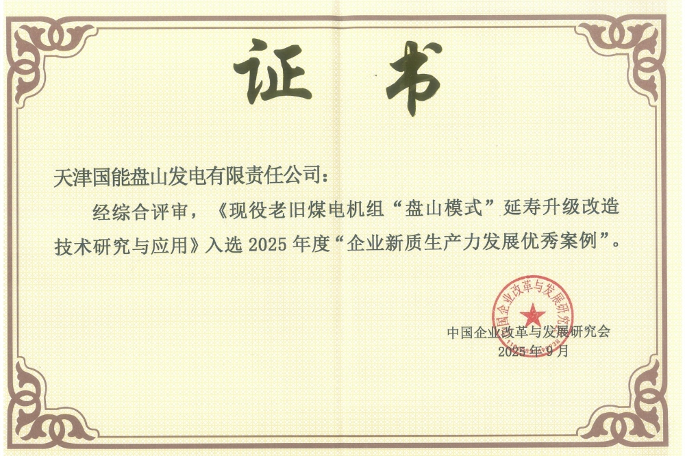 天津公司盘山电厂案例入选新质生产力优秀案例-1